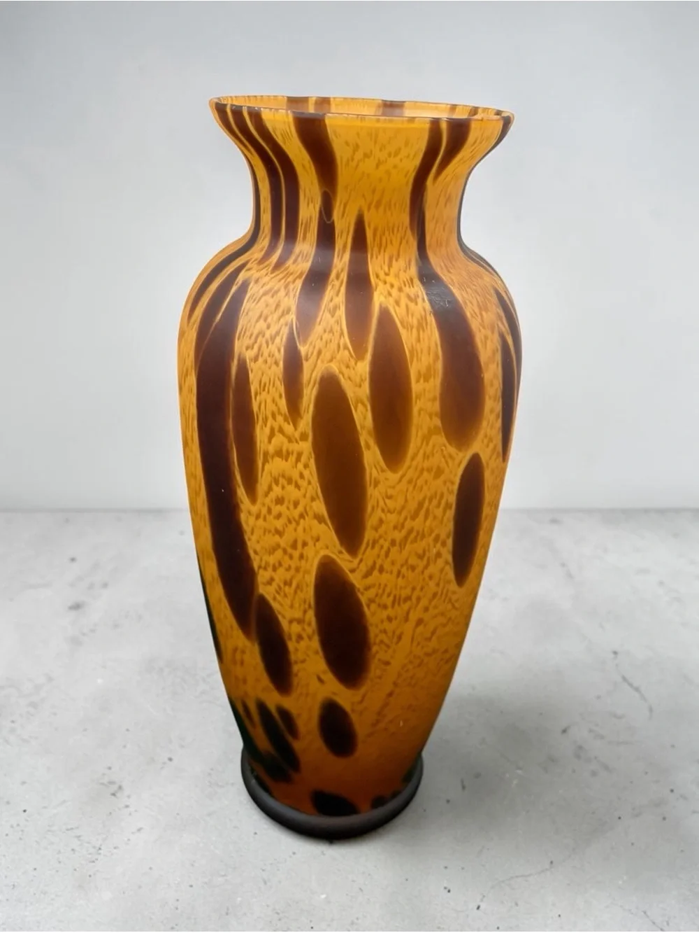 Vintage Murano Art Glass Vase Italy Maestri Vetrai Azzurra Gold Copper Swirls